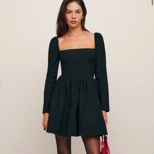 Reformation Green Fit and Flare Cocktail Dress